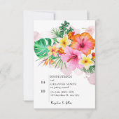 Invitation Aquarelle Fleurs tropicales et Mariage de verdure (Devant)