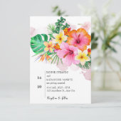 Invitation Aquarelle Fleurs tropicales et Mariage de verdure (Debout devant)