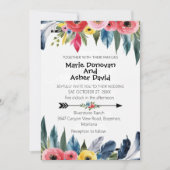 Invitation Aquarelle Fleurs tropicales et Mariage de verdure (Devant)
