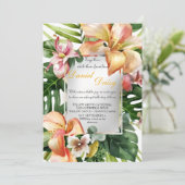 Invitation Aquarelle Fleurs tropicales et Mariage vert I (Debout devant)