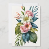 Invitation Aquarelle Fleurs tropicales et Mariage vert I (Dos)