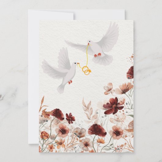 Invitation Aquarelle Fleurs tropicales et Mariage vert I (Dos)