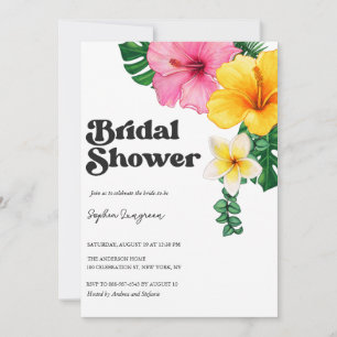 Invitation Aquarelle Fleurs tropicales Fête des mariées d'été