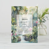 Invitation Aquarelle Fleurs tropicales Fête des mariées d'été (Debout devant)