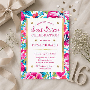 Invitation Aquarelle Fleurs Tropicales Lumineuses Prépa Fête