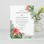 Invitation Aquarelle Fleurs tropicales Mariage de verdure (Debout devant)