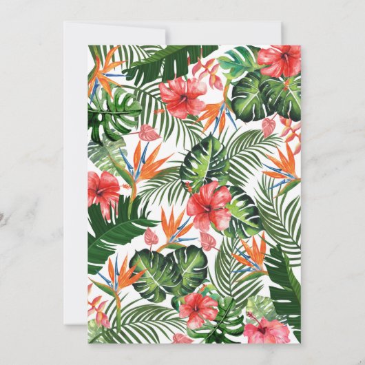 Invitation Aquarelle Fleurs tropicales Mariage de verdure (Dos)