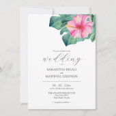 Invitation Aquarelle Fleurs tropicales Mariage de verdure (Devant)