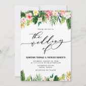 Invitation Aquarelle Fleurs tropicales Mariage d'été (Devant)
