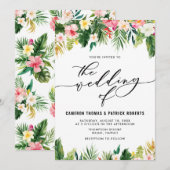 Invitation Aquarelle Fleurs tropicales Mariage d'été (Devant / Derrière)
