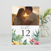 Invitation Aquarelle Fleurs tropicales Numéro de tableau phot (Debout devant)