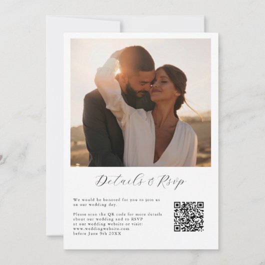 Invitation Aquarelle Fleurs tropicales Photo QR Code Mariage (Dos)