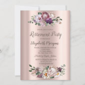 Invitation Aquarelle Fleurs tropicales, Retraite d'or Rose (Devant)