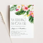 Invitation Aquarelle Fleurs tropicales Wedding shower d'été<br><div class="desc">Invités Invitations à votre événement avec cette invitation wedding shower personnalisable. Il présente des illustrations d'aquarelle de feuilles de palmiers, de feuilles de bananes, d'hibiscus, de plumeria et d'autres plantes tropicaux. Personnalisez cette invitation de wedding showers tropicaux en ajoutant les détails de votre événement. Cette invitation wedding shower d'aquarelle est...</div>