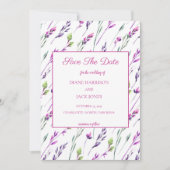 Invitation Aquarelle Fleurs Violettes Save the Date Mariage (Devant)