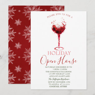 Invitation Aquarelle Flocons de Neige Verre à Vin Maison Ouve