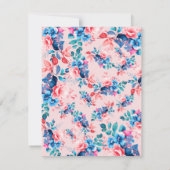 Invitation Aquarelle Floral 40e Anniversaire Menu Blush (Dos)