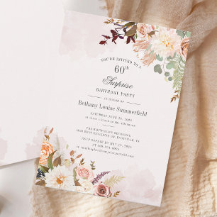 Invitation Aquarelle Floral 60e anniversaire Moderne