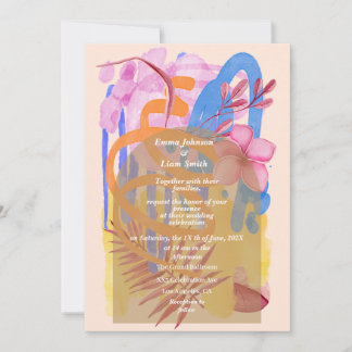 Invitation Aquarelle Floral Abstrait Coloré