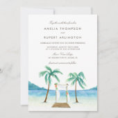 Invitation Aquarelle Floral Arbor Plage tropicale Mariage (Devant)