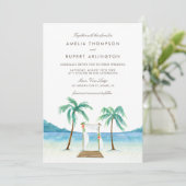 Invitation Aquarelle Floral Arbor Plage tropicale Mariage (Debout devant)