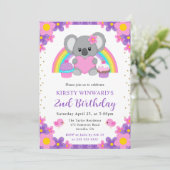 Invitation Aquarelle Floral Arc-en-ciel Koala Anniversaire (Debout devant)