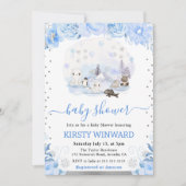 Invitation Aquarelle Floral Arctic Animaux Baby shower (Devant)