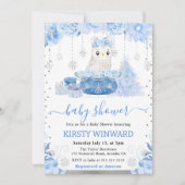 Invitation Aquarelle Floral Arctic Owl Baby shower (Devant)