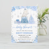 Invitation Aquarelle Floral Arctic Owl Baby shower (Debout devant)
