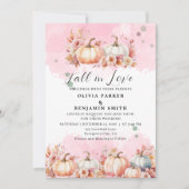 Invitation Aquarelle Floral Automne Citrouille rose Mariage d (Devant)