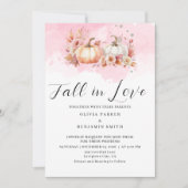 Invitation Aquarelle Floral Automne Citrouille rose Mariage d (Devant)