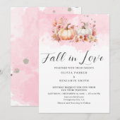 Invitation Aquarelle Floral Automne Citrouille rose Mariage d (Devant / Derrière)