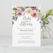 Invitation Aquarelle Floral Baby in Bloom Baby shower (Debout devant)