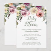 Invitation Aquarelle Floral Baby in Bloom Baby shower (Devant / Derrière)
