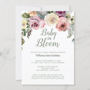 Invitation Aquarelle Floral Baby in Bloom Baby shower