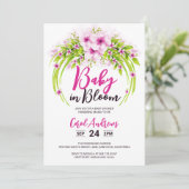 Invitation Aquarelle Floral Baby in Bloom Baby shower (Debout devant)