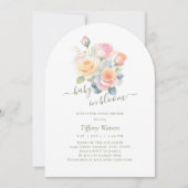 Invitation Aquarelle Floral Baby in Bloom Baby shower (Devant)