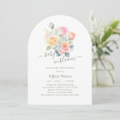 Invitation Aquarelle Floral Baby in Bloom Baby shower (Debout devant)