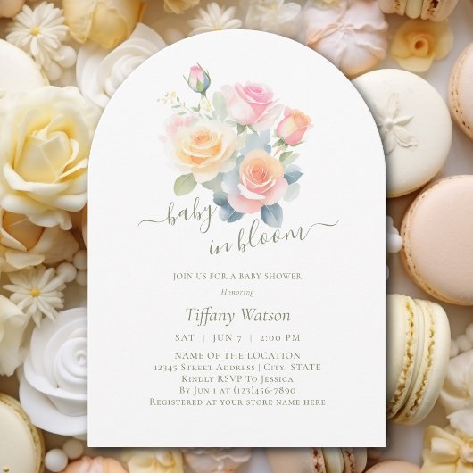 Invitation Aquarelle Floral Baby in Bloom Baby shower