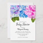 Invitation Aquarelle Floral Baby shower bleu rose (Devant)