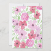 Invitation Aquarelle Floral Baby shower de fille (Dos)