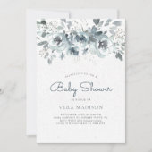 Invitation Aquarelle Floral Baby shower d'hiver neige (Devant)