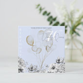 Invitation Aquarelle Floral Balloon Surprise fête d'anniversa (Debout devant)