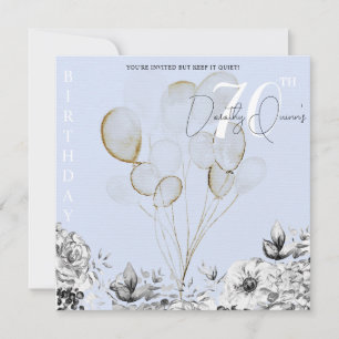 Invitation Aquarelle Floral Balloon Surprise fête d'anniversa
