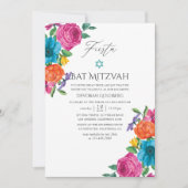 Invitation Aquarelle Floral Bat mitzvah Fiesta (Devant)