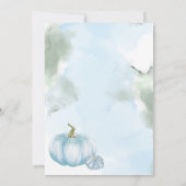 Invitation Aquarelle Floral Bébé Bleu Baby shower Citrouille (Dos)