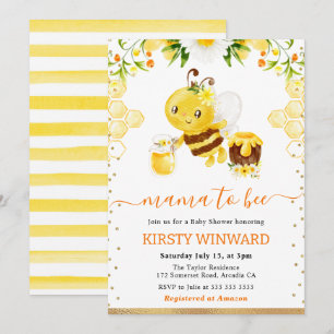 Invitation Aquarelle Floral Bee Baby shower