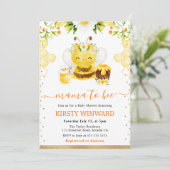 Invitation Aquarelle Floral Bee Baby shower (Debout devant)