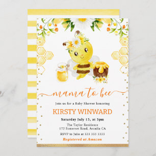 Invitation Aquarelle Floral Bee Baby shower