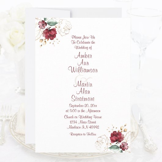 Invitation Aquarelle Floral Bijou d'automne Tone romantique